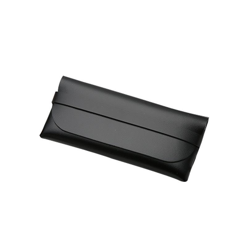 Stylish Black Leather Glasses Case - Soft PVC Sleeve for Sunglasses