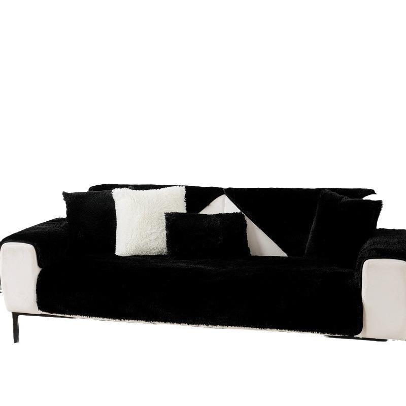 Herbst und Winter rutschfeste dicke Plüsch Leder Sofakissen Sitzkissen Stoff Vollbezug Sofabezug Volltonfarbe