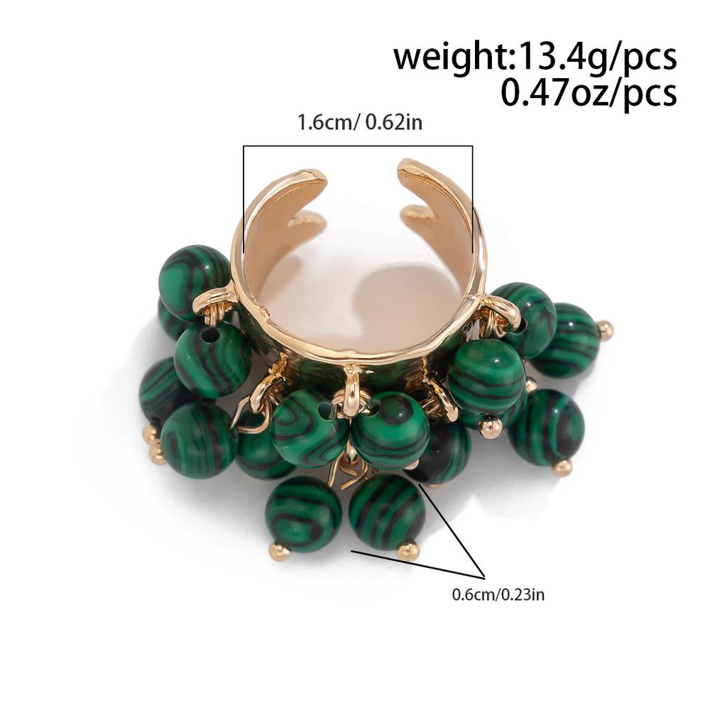 Colorful Stone Multi Pendant Tassel Bead Rings for Women Exaggerated Large Grunge Adjustable Finger Ring Geometric Jewelry Accessories Gift