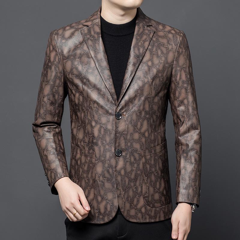 

Весенние и осенние мужские куртки из натуральной кожи, куртки из коровьей кожи первого слоя, деловые повседневные костюмы, куртки для пап, универсальные повседневные 195