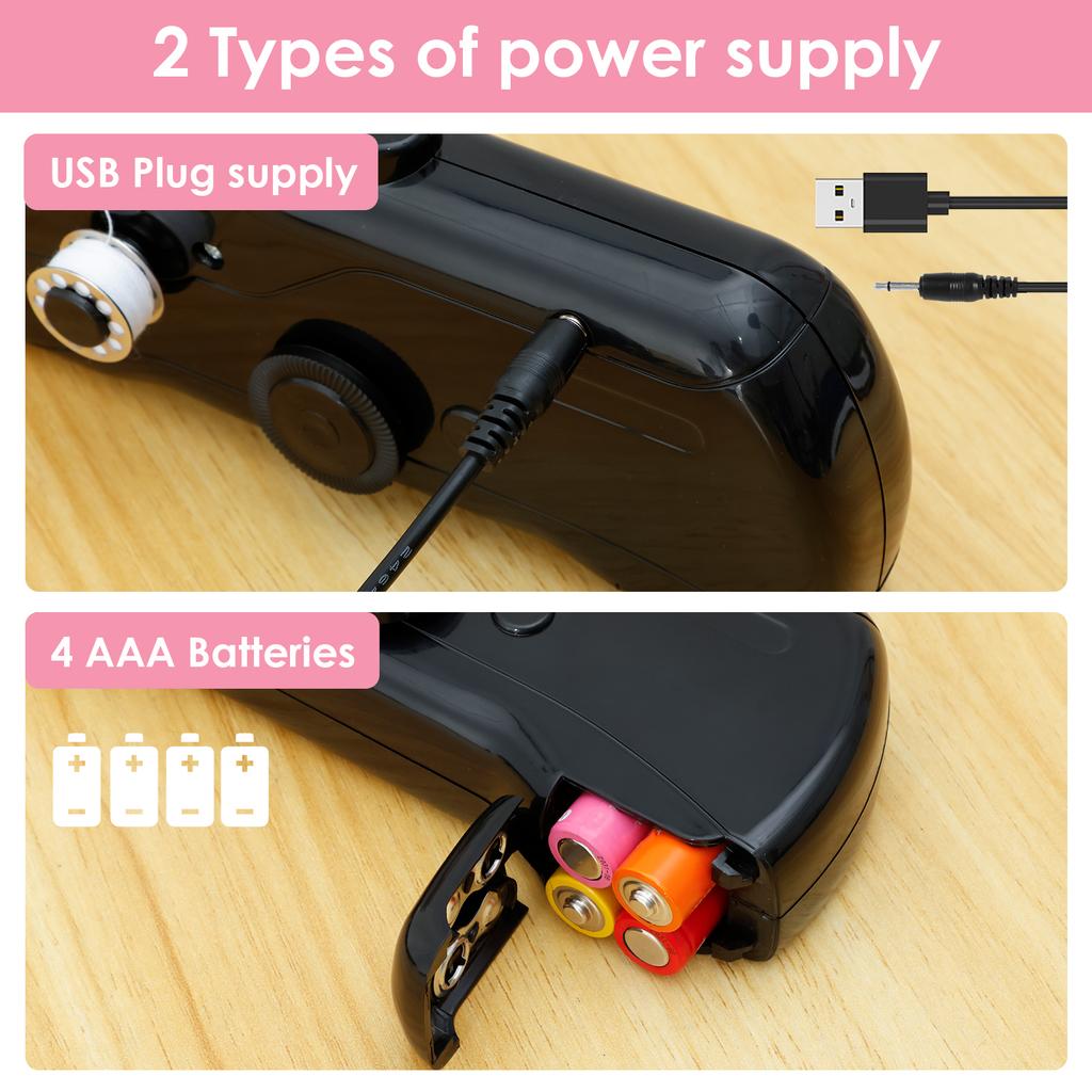 Portable Mini Electric Sewing Machine Handheld Sewing Machine with Bobbin for Needlework Handwork Home Travel Sewing Accessories