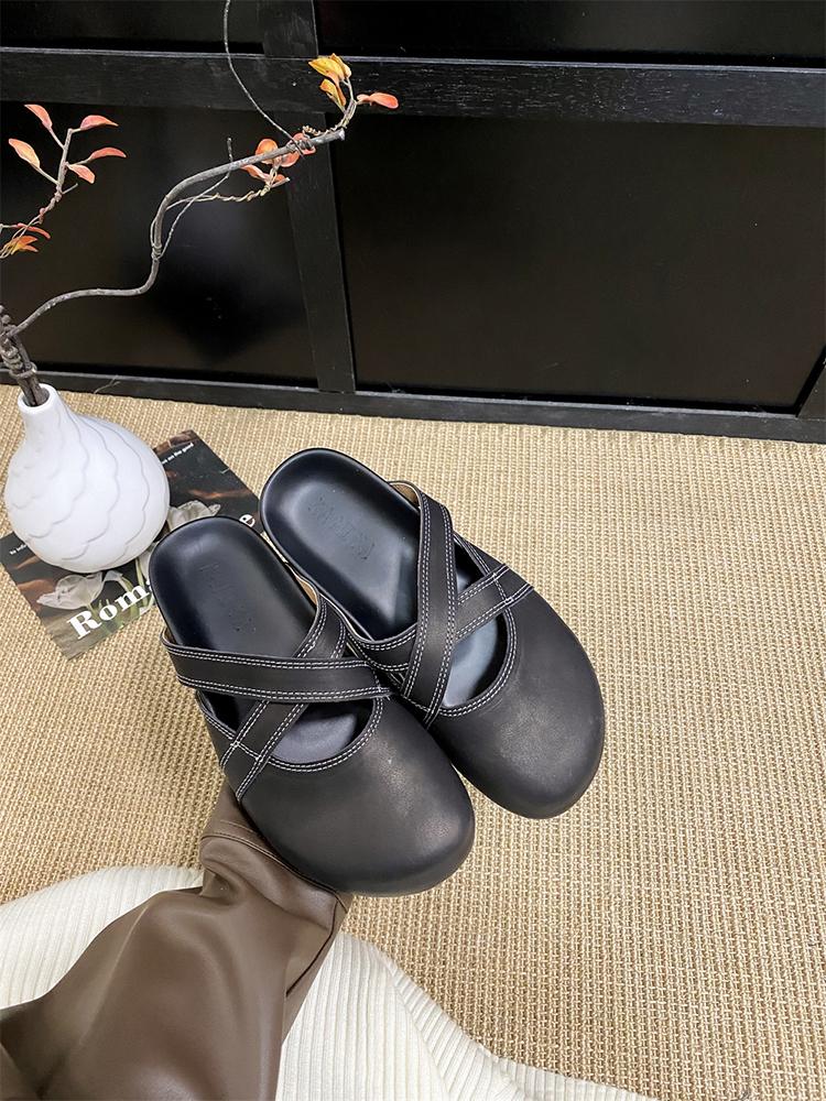 Fashion Baotou Slippers Women 2025 Spring New Summer Women Cork Slippers Buckle Non-slip Casual Shoes Thick Bottom Flat Slides Summer