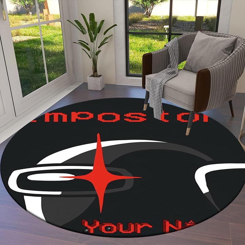 Among Us Custom Name Round Area Rug,Carpet Rug for Living Room Bedroom Sofa Playroom Decor,Non-slip Floor Mat