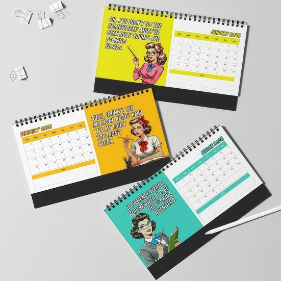 2026 Funny Teacher Swear Desk Calendar 12 Months of Humorous Rants & Motivational Quotes Daily Encouragement Gifts for Educators