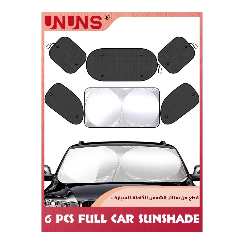 

Universal Car Window Shades Set 6 Pcs Auto Window Sunshades Privacy Curtains-Sun Visor Windshield Shade+4 Front Rear Side Window Shade Cling Sunshade