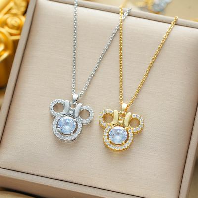 Jauns lācis, krāsains cirkons, jauks, daudzpusīgs, viegls, grezns kaklarotas kulons, atslēgas kaula ķēde sievietēm