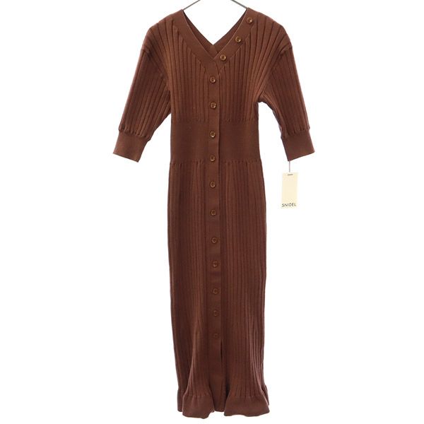 

unused SNIDEL Short sleeve knit Long dress F Brown Women Used