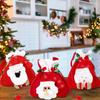 Christmas Whimsical Gift Bag In Plush Material Featuring Santa Bear And Design Snowman