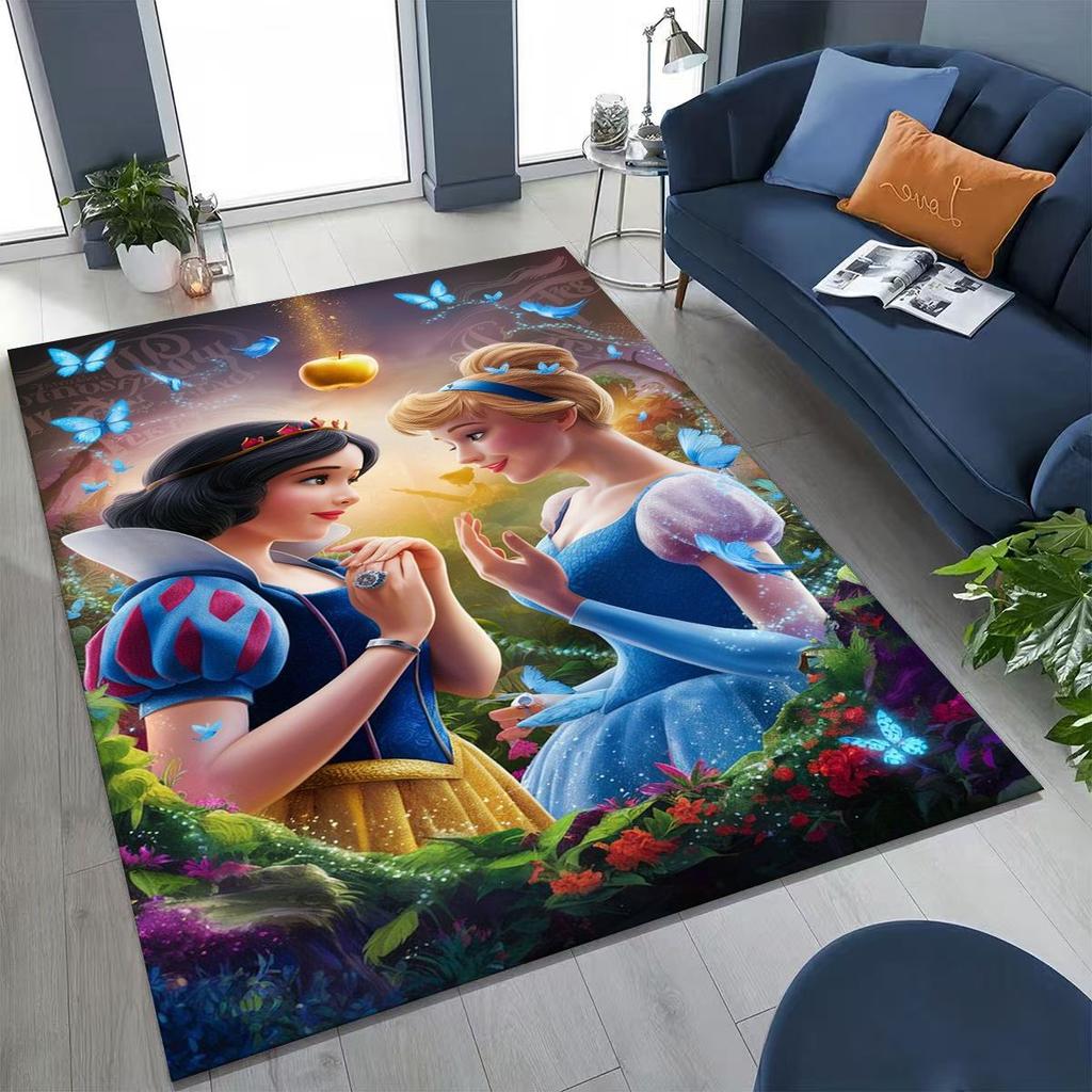 Snow White Princess Cartoon Fairy Tales Rug for Bedroom Living Room Sofa Home Doormat Decor, Large Kids Play Non-slip Floor Mat