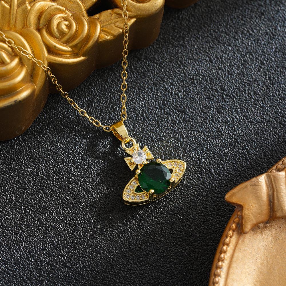 Europeisk & Amerikansk Lyx Zirkon Universum Saturnus Halsband