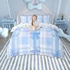 Homewish Set Copripiumino con Fiocco per Bambine Set Biancheria da Letto con Fiocco e Nastro da Principessa Set Copripiumino a Quadri con Fiocco