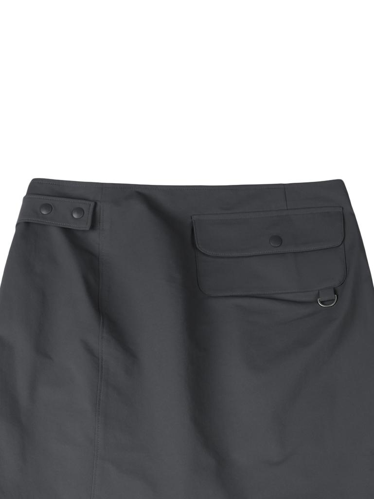TUOMIO Wrap Skirt Tucked Pants [Charcoal]
