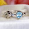 Natural Blue Topaz European & American Style 925 Silver Ring