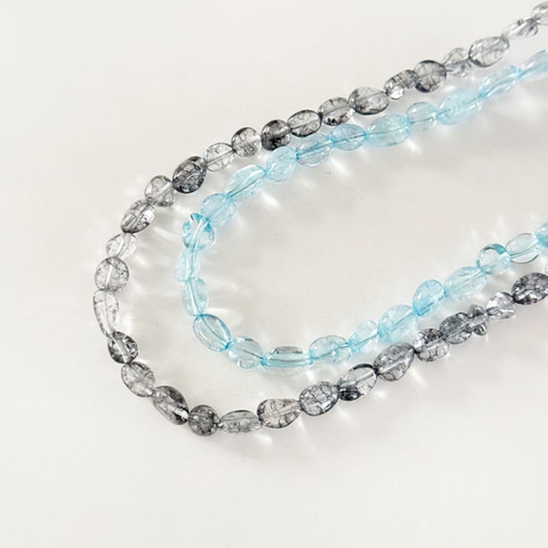 

August Harmony 925silver Dyed Quartz Necklace / 2color Black 42cm