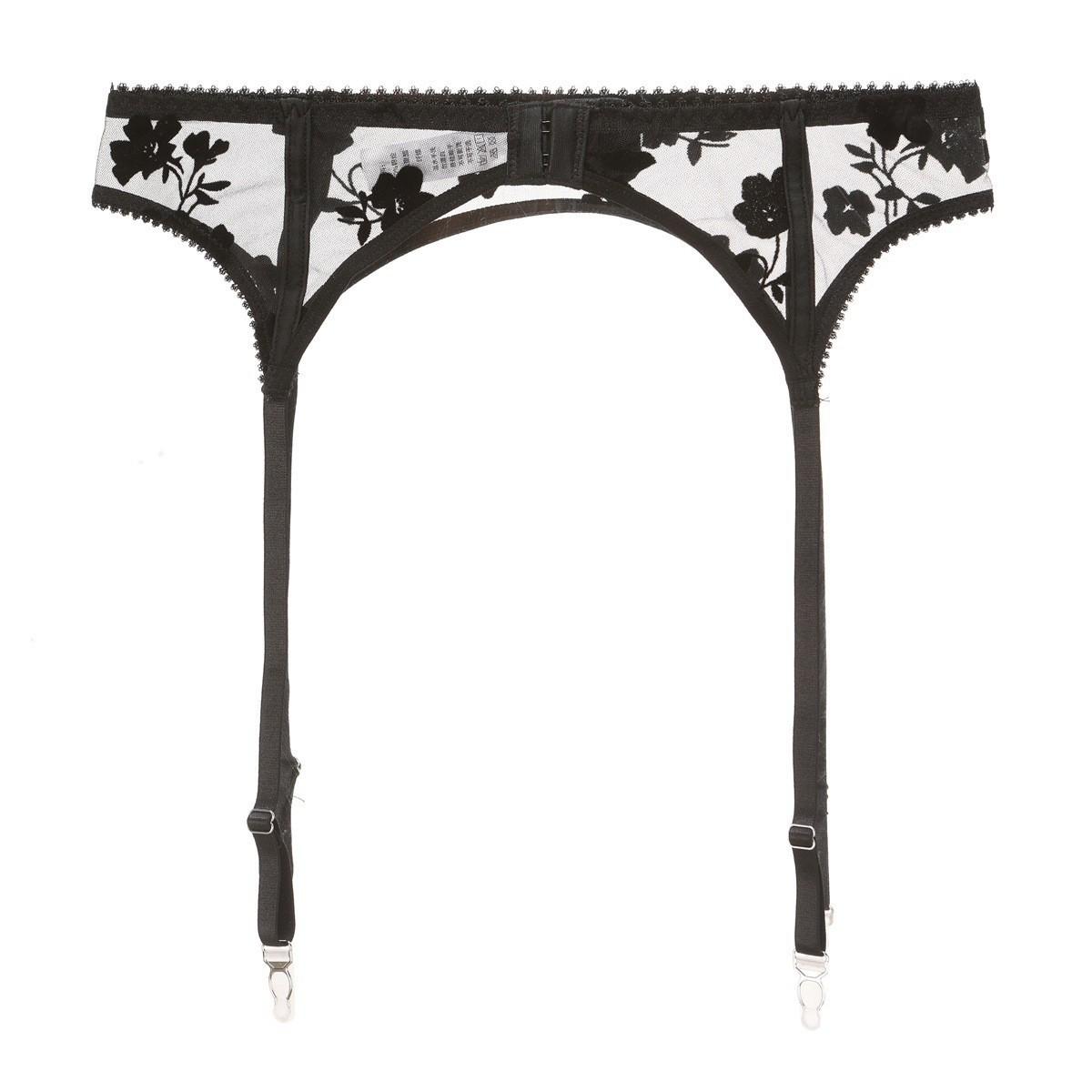 

Sexy garter belt French ultra-thin embroidered lace garter bra matching can be clipped stockings garter belt M
