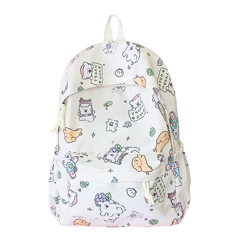 Korean Version of Cartoon Printed Backpack Large Capacity Student Backpack Going Out Travel Bag Junior High School High Value Backpack Men and Women