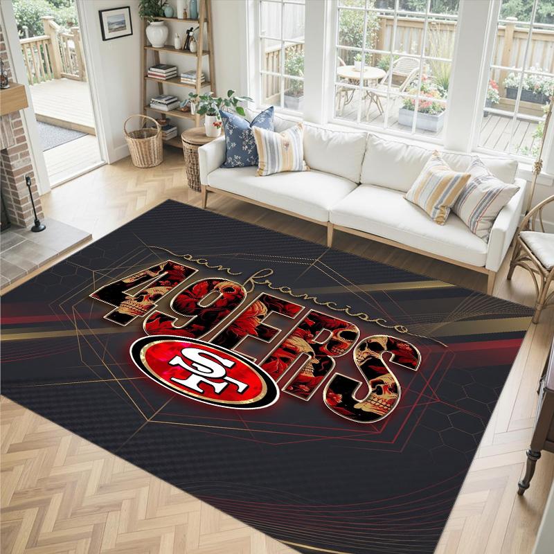 San Francisco 49ers Design Kristall Samt Teppich Gemütlich Nicht?Rutschfester Teppich mit Aufdruck für Schlafzimmer Wohnzimmer Eingang
