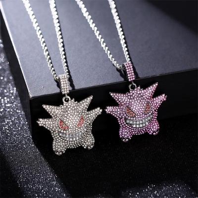 Little Devil Diamond Necklace Cute Cartoon Long Necklace - Light Luxury Trendy Couple Jewelry Accessories for Unisex