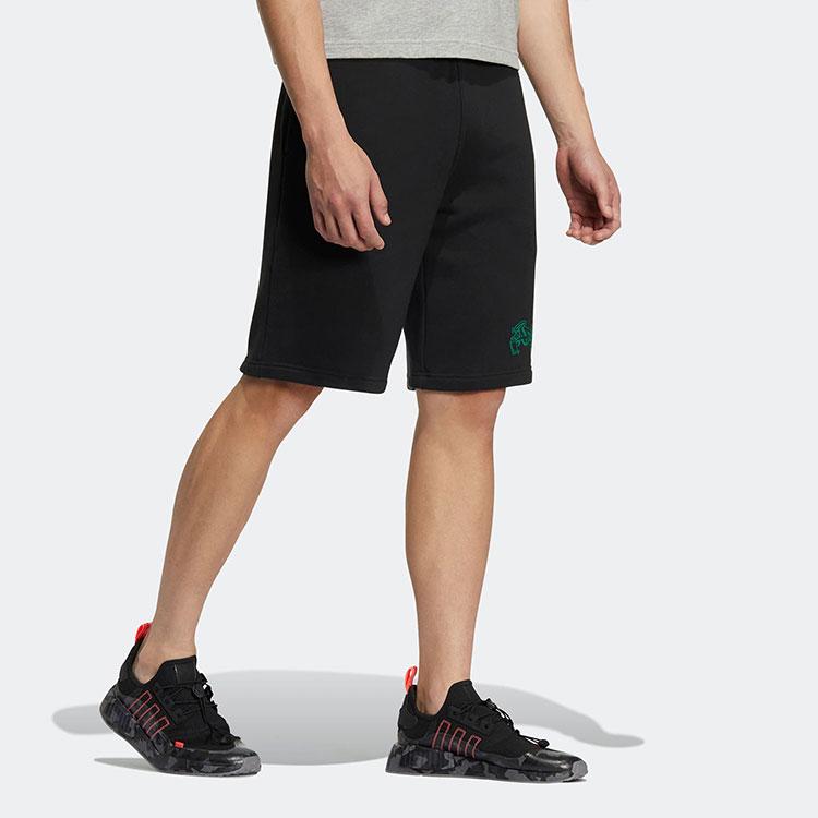 Adidas Originals Solid Color Letter Print Five-Point Sports Shorts Men Shorts Black H49561