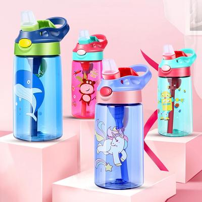 480ml dětská láhev na vodu Sippy Cup Kawaii přenosná láhev na vodu s brčkem a rukojetí nepropustná láhev na pití pro děti