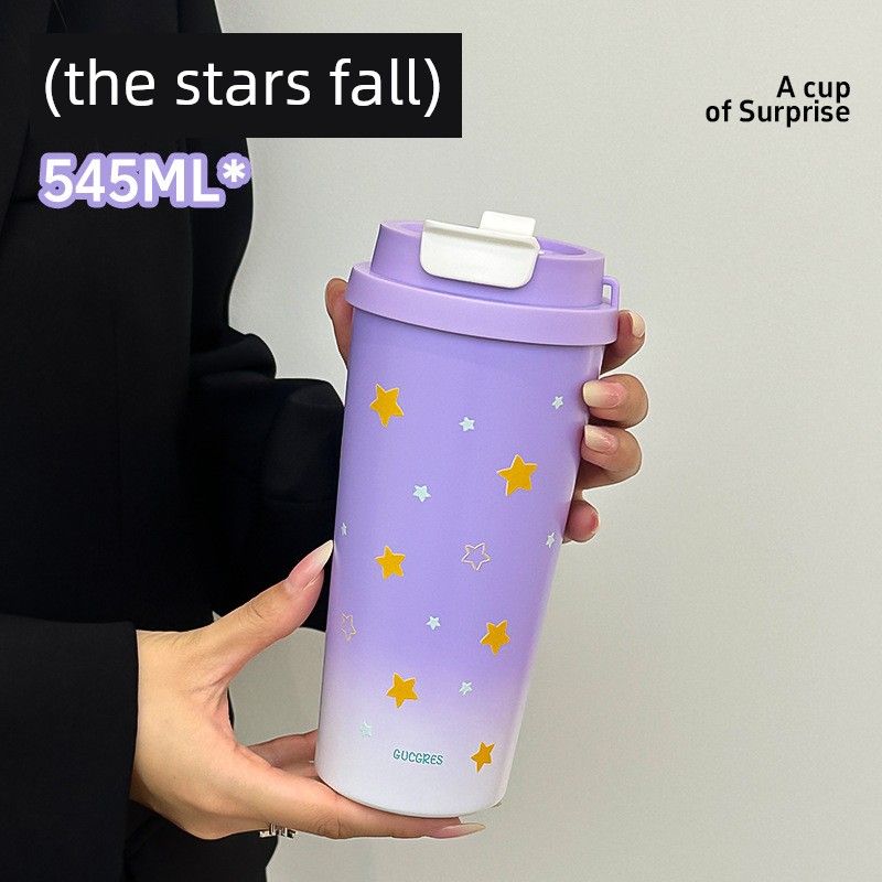 

Large-Capacity Thermos Cup for Women, Good-Looking Ice Cup, Portable Car Coffee Cup, Outdoor Sports Water Bottle, Tea Cup Galaxy Drop (545ml + Stainless Steel Liner)