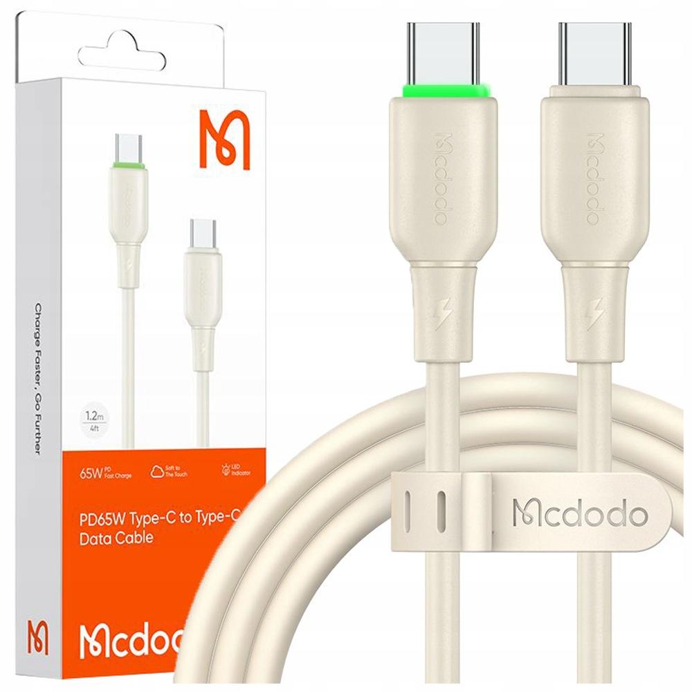 Mcdodo Usb-C Fast Charging Cable For Samsung Apple Usb Type C 65W 1M Led Beige