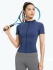 2026 Atmungsaktives Kurzarm-Yoga-Shirt mit Stehkragen, Reißverschluss & Schnelltrocknend für Fitnessstudio, Laufen, Sport & Outdoor-Aktivitäten