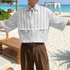 INCERUN Summer Men Lapel Neck Short Sleeve Print Splicing Lace Casual Shirts