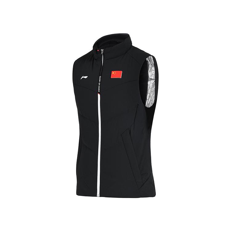 Li Ning Comfortable Warm Zipper Stand Collar Down Vest Women vests Black AMRU052-1