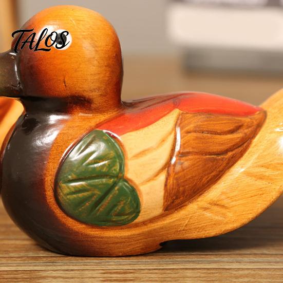 Warm Romantic Room Accent 1 Pair Wedding Ducks Ornament, Hand-Painted Wooden Mandarin Duck Statues, Color Lasting Vivid Statue Garden Bird Statue,