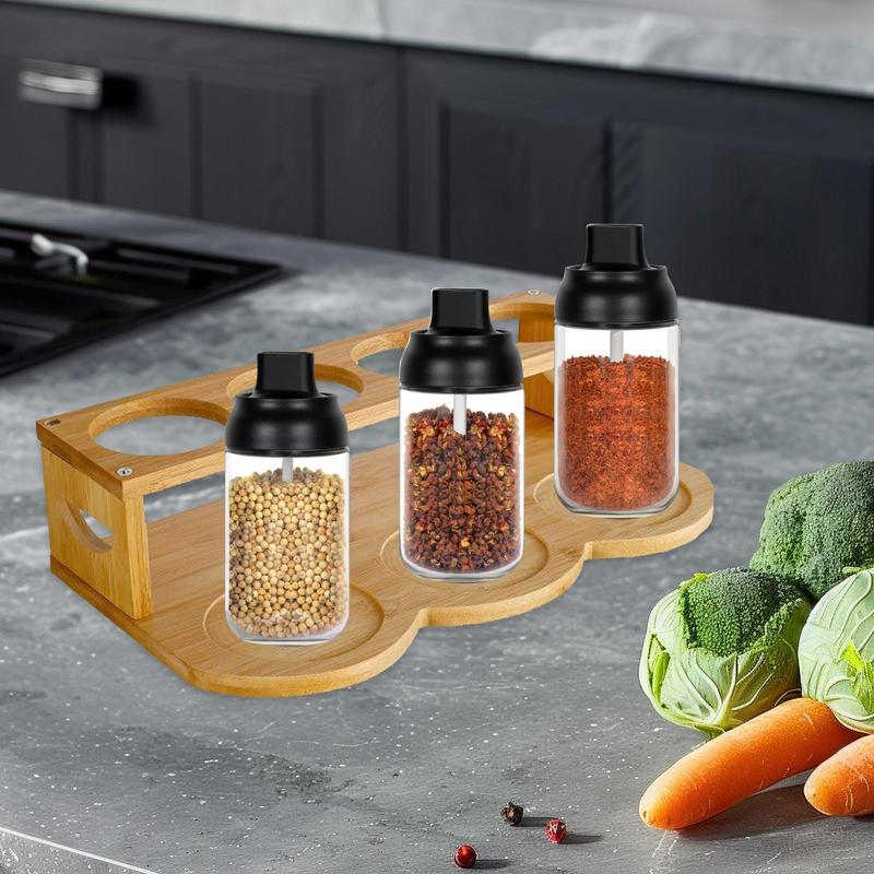 

Тримач для спецій Настільна стійка-органайзер для спецій Креативна 3 круглі та 4 отвори Стійка для пляшок зі спеціями для олії spain