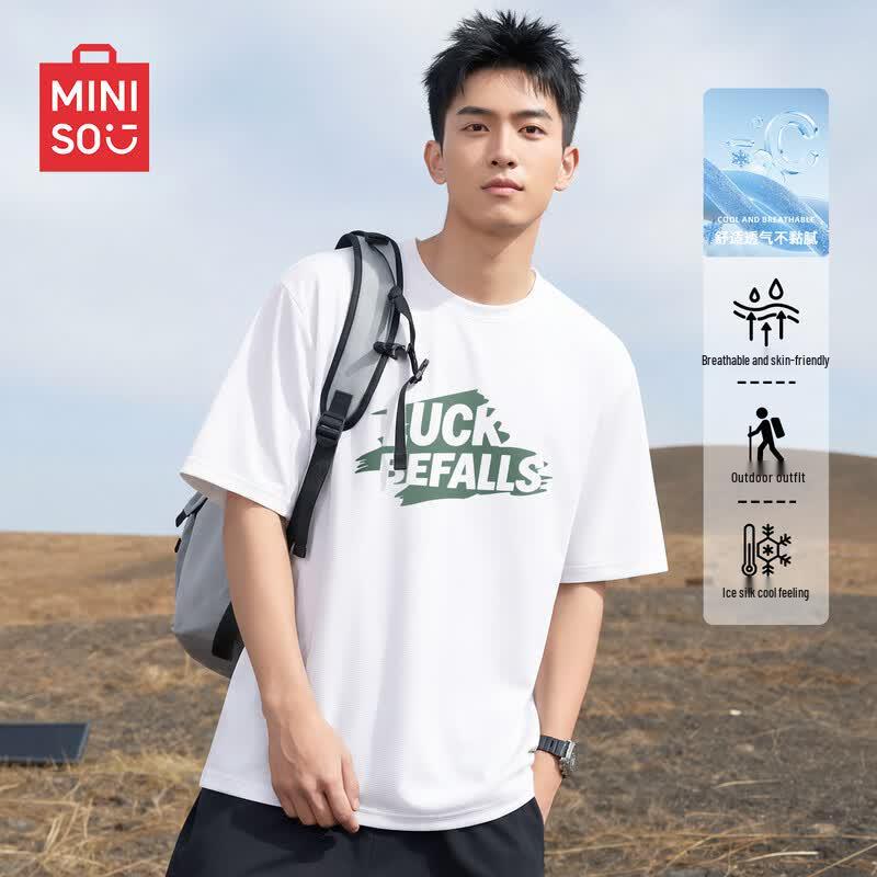 MINISO Men s Ice Silk Quick-Dry Sports T-Shirt XL белый