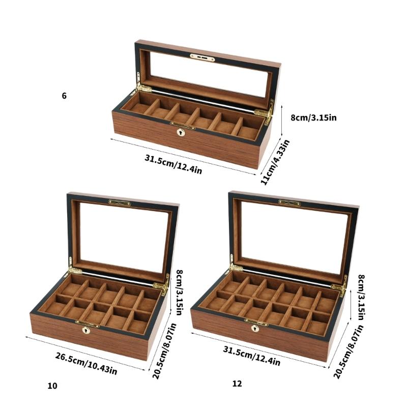 Elegant Wooden Watch Box With Soft Lining And Visible Top Holds 6 10 Or 12 Timepieces Minimalist Watch Organizers