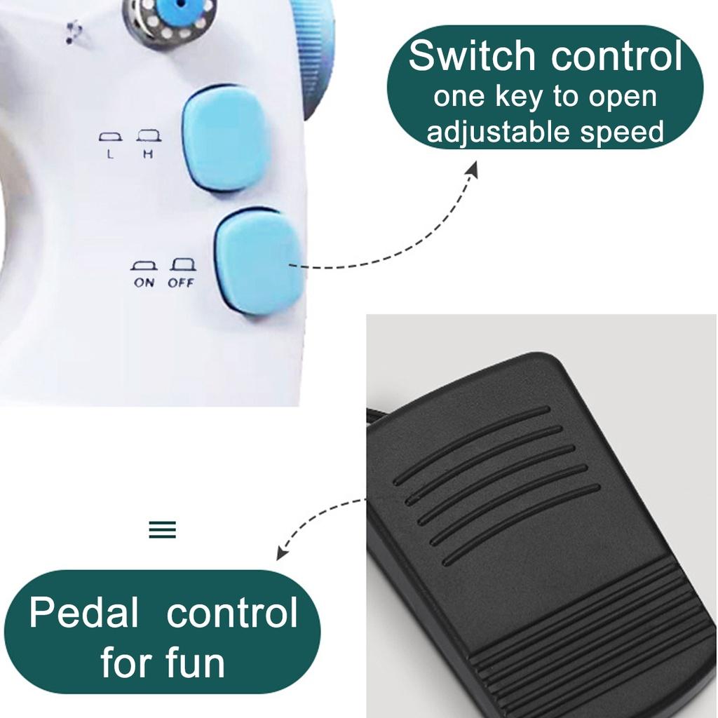 Mini Portable Sewing Machine Electric Household Crafting Mending Overlock with Presser Foot Pedal/Switch Control New