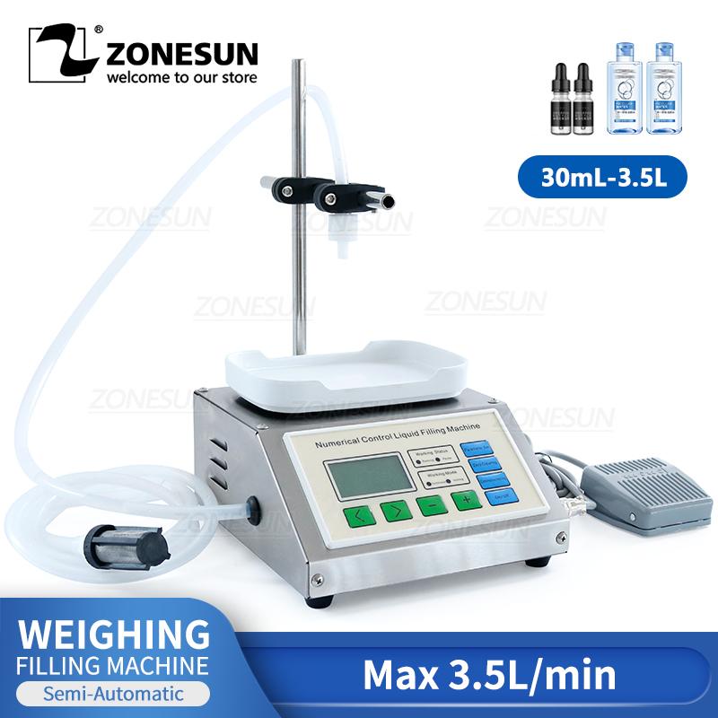 ZONESUN ZS-DP611W Semi-Automatic Diaphragm Pump Liquid Weighing Filling Machine For Beverage Water Essential Oil Perfume