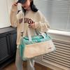 Stylish Color Block Multifunctional Yoga Sports Bag with Wet/Dry Separation, Water-Repellent Fabric, Shoe Compartment, and Handheld Design.