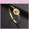 Elegant Simple Cuff Gold Plated Bangle With Sparkling Crystal Rhinestones For Women