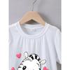 European sizes Girls' Summer Short-Sleeve T-Shirt with a 'Heart Zebra' Print