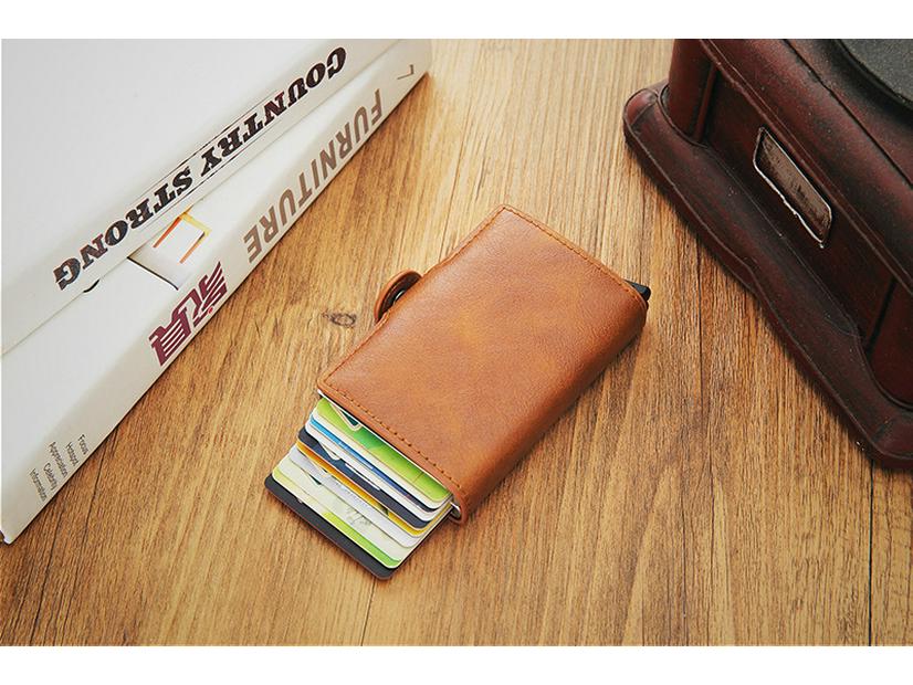 Men's Carbon Fiber Automatic Pop-Up Card Holder Wallet