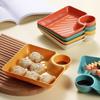 1PCS Square Dumpling Plate with Vinegar Space Snack Platter Creative Separated Divided Tray Tableware Christmas Tableware