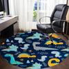1PC Cartoon Dinosaur Office Round Area Rug, Mat Suitable For Office, Under Office Chairs Bedroom Living Room Home Decor, Room Deco