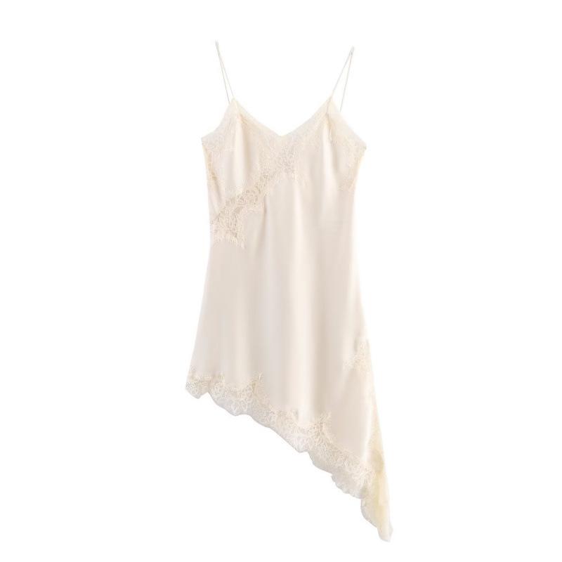 Asymmetrical Lace Strappy Dress - Fashionable European & American Holiday Style