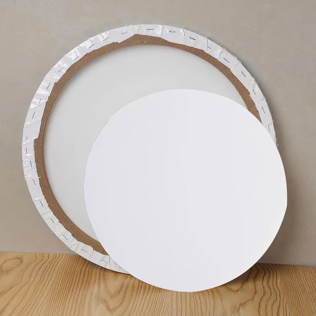 2Pcs Wooden Round Stretched Canvas Frames 20Cm Cotton Fabric Panels Thick Oil Painting Canvas Artist DIY Drawing Supplies