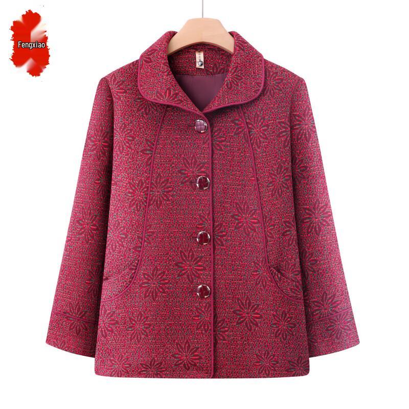 Mid-Aged & Elderly Women's Embroidered Lapel Autumn Jacket
