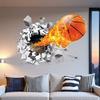Kids Bedroom Wall Art Sticker With Fire Basketball Pattern Pvc Selfadhesive For Decor