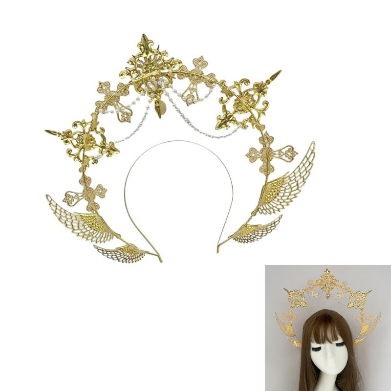 Angel Halos Crowns Marys Goddesses Headband Golden Tiaras Lolitas Crowns Wedding Cosplay Halloween Headdress Headpiece
