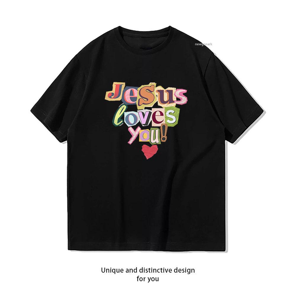 Jesus liebt dich T-Shirt WoUnisex Unisex Lässig Baumwolle Grafik-T-Shirts Oberteile für Erwachsene T-Shirt Kurzarm Atmungsaktiv ropa de hombre