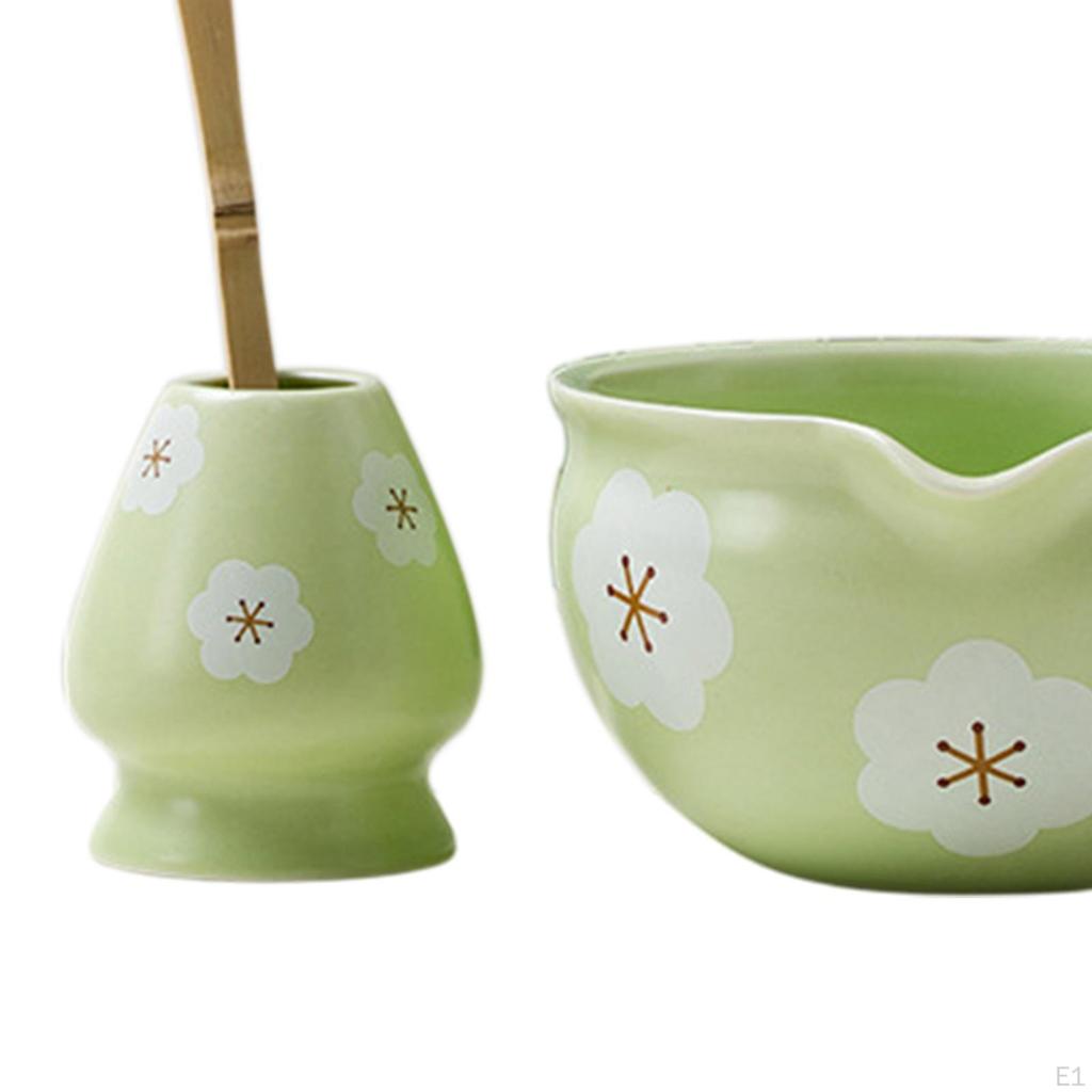 4-teiliges Matcha-Set mit Schale, Bambusbesen und Löffel zur Teezubereitung