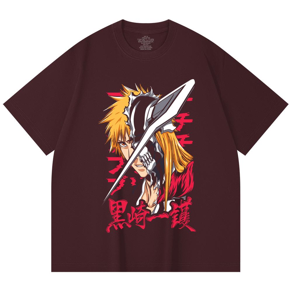 

230 Gsm 100% Cotton Bleach V4 Ichigo Print Unisex Heavy Cotton T Shirt 2XL