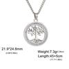 Tree of Life Clear Zircon Round Pendant Necklace Women Stainless Steel Gold Color Neck Chains Luxury Jewelry Wedding Gift